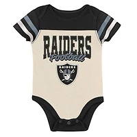 Ensemble trois pièces pour bébé et nouveau-né Outerstuff Las Vegas Raiders Up One : body, bavoir chaussons.