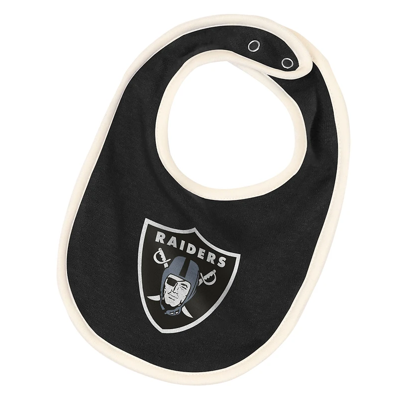 Ensemble trois pièces pour bébé et nouveau-né Outerstuff Las Vegas Raiders Up One : body, bavoir chaussons.