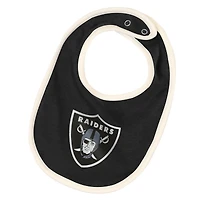 Ensemble trois pièces pour bébé et nouveau-né Outerstuff Las Vegas Raiders Up One : body, bavoir chaussons.