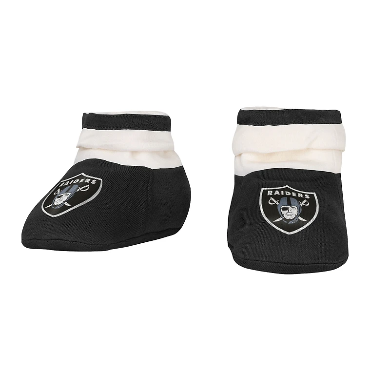 Infant & Newborn Outerstuff Las Vegas Raiders Up One Three-Piece Bodysuit, Bib Booties Set