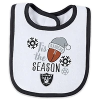Infant & Newborn WEAR by Erin Andrews Las Vegas Raiders Holiday Full-Zip Sleeper Bib Set