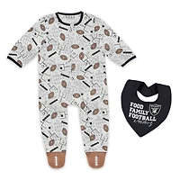 Infant & Newborn WEAR by Erin Andrews Las Vegas Raiders Sleep and Play Full-Zip Sleeper Bib Set