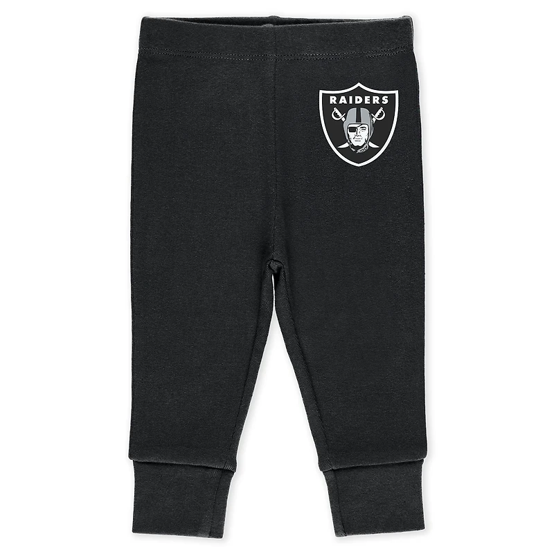 Infant & Newborn WEAR by Erin Andrews Las Vegas Raiders Three-Piece Turn Me Around Bodysuits Pant Set