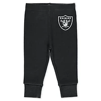 Infant & Newborn WEAR by Erin Andrews Las Vegas Raiders Three-Piece Turn Me Around Bodysuits Pant Set