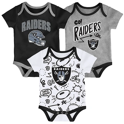 Infant Outerstuff  Las Vegas Raiders All Day Play Three-Piece Bodysuit Set
