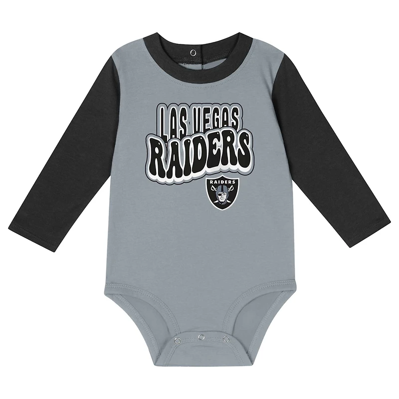 Ensemble pantalon et body à manches longues pour bébé argent/noir Las Vegas Raiders Double Up