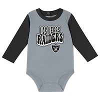 Ensemble pantalon et body à manches longues pour bébé argent/noir Las Vegas Raiders Double Up