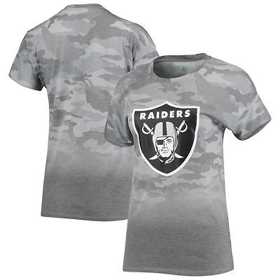 T-shirt gris/noir Las Vegas Raiders Beth Camo Dip-Dye pour juniors