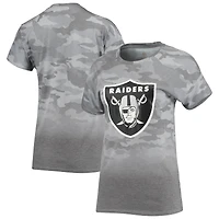 T-shirt gris/noir Las Vegas Raiders Beth Camo Dip-Dye pour juniors