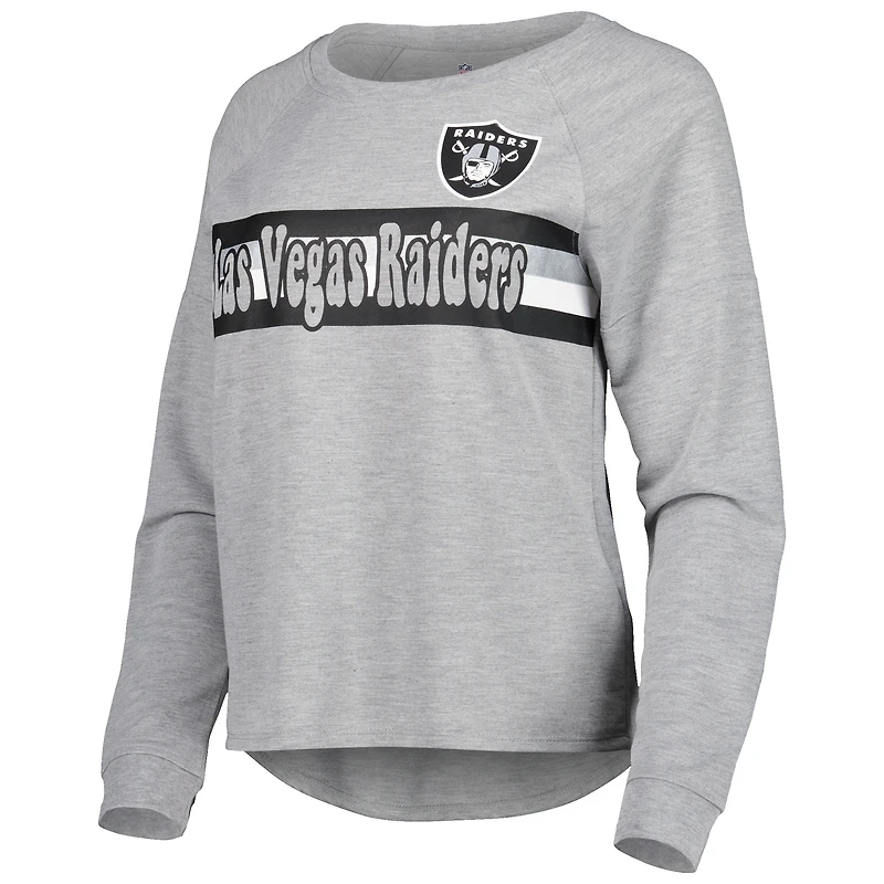 Juniors Heathered Gray Las Vegas Raiders All Striped Up Raglan Long Sleeve T-Shirt