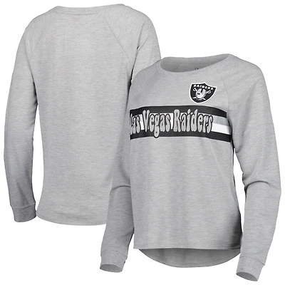 T-shirt à manches longues raglan gris chiné Las Vegas Raiders pour junior