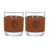 Lot de 2 verres à whisky Las Vegas Raiders de 12 oz avec emballage en cuir