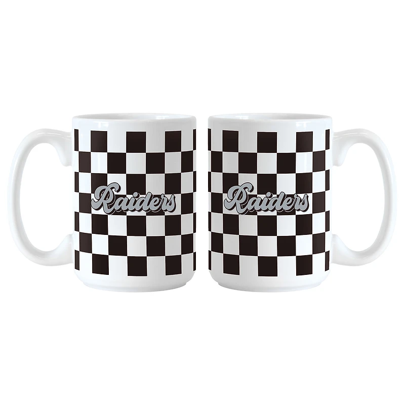 Lot de 2 tasses à logo à carreaux de 15 oz des Las Vegas Raiders