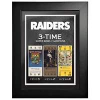 Las Vegas Raiders 3-Time Super Bowl Champions 12'' x 16'' Ticket to History Framed Artwork