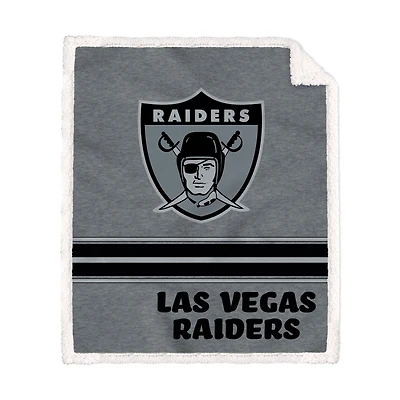 Las Vegas Raiders 50 '' x 60 '' Couverture en sherpa à triple rayures vintage French Terry