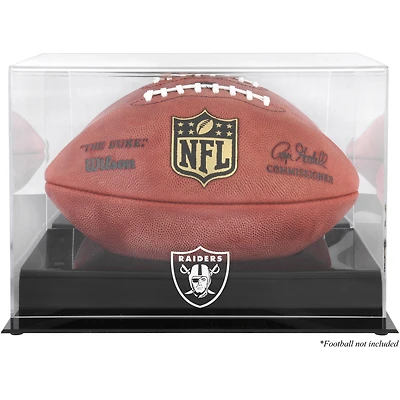 Vitrine de présentation du logo de football des Raiders de Las Vegas à base noire avec dos miroir