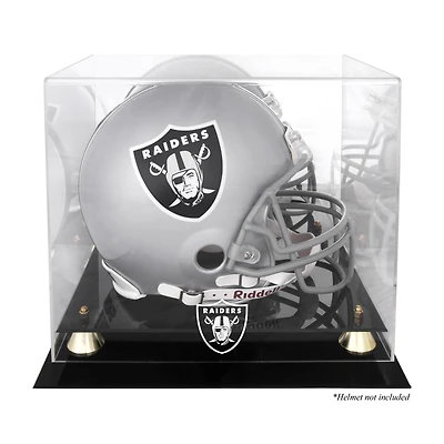 Vitrine de présentation du casque Golden Classic des Las Vegas Raiders avec dos en miroir