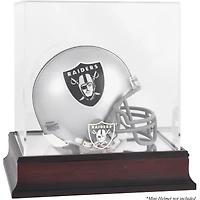 Vitrine de mini casque avec logo en acajou des Las Vegas Raiders