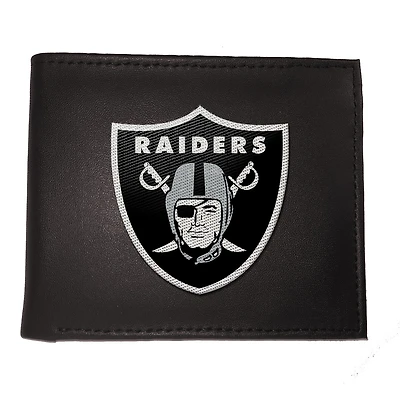 Portefeuille à deux volets brodé en cuir synthétique des Raiders de Las Vegas