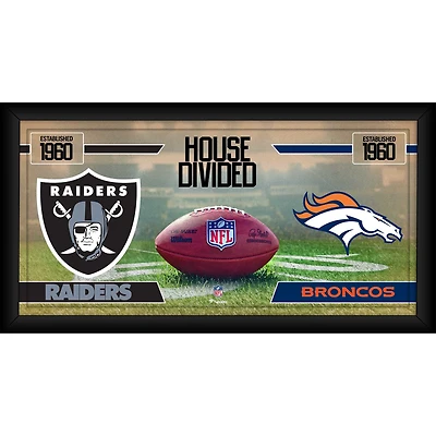 Collage de football encadré 10" x 20" des Raiders de Las Vegas contre les Broncos de Denver