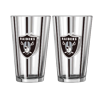 Logo Brands Las Vegas Raiders Two-Piece 16oz. Striped Pint Glass Set