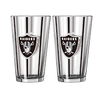 Logo Brands Las Vegas Raiders Two-Piece 16oz. Striped Pint Glass Set