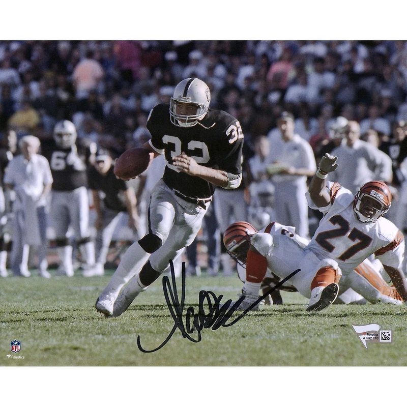 Photographie autographiée de Marcus Allen des Las Vegas Raiders contre les Cincinnati Bengals, 8'' x 10''