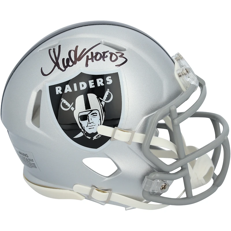 Casque Riddell Speed ​​Mini autographié par Marcus Allen des Los Angeles Raiders avec inscription « HOF 03 »