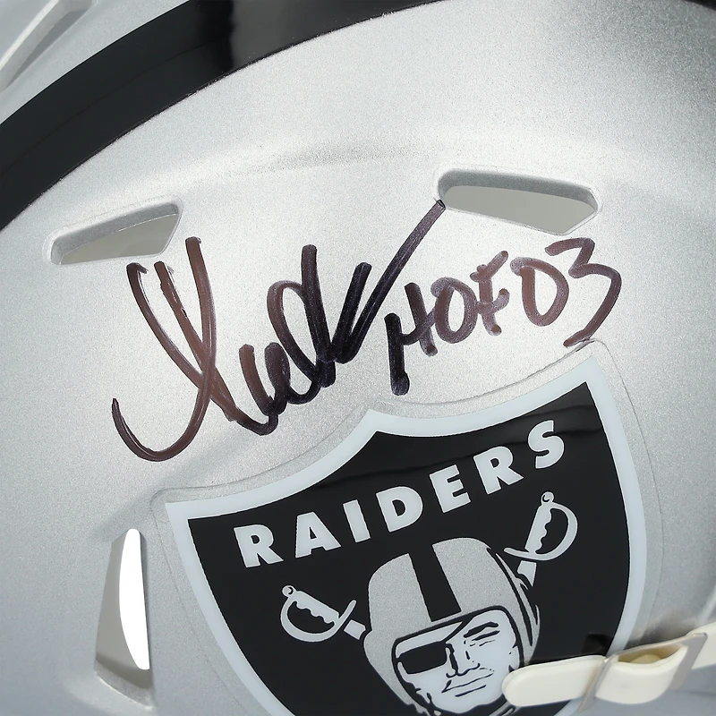Casque Riddell Speed ​​Mini autographié par Marcus Allen des Los Angeles Raiders avec inscription « HOF 03 »