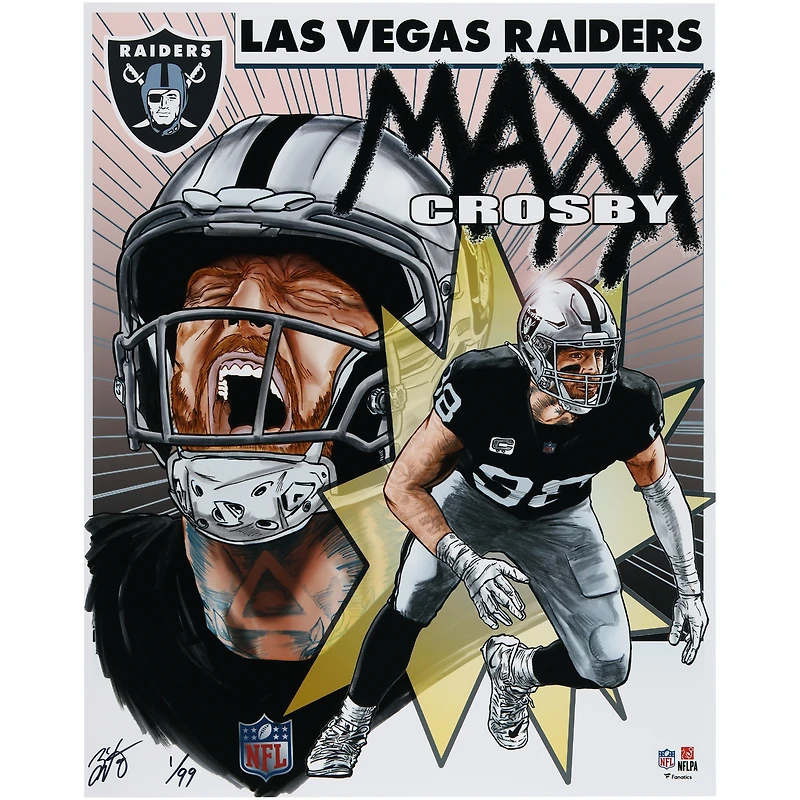 Maxx Crosby Las Vegas Raiders 16" x 20" Photo Print - Art by Brian Kong - Limited Edition of 99