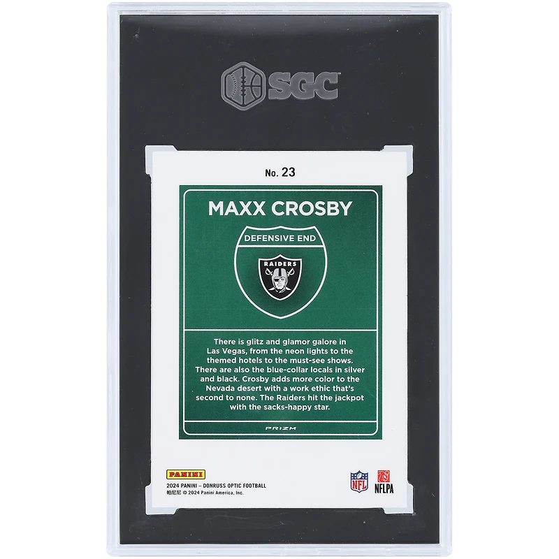 Maxx Crosby Las Vegas Raiders 2024 Panini Donruss Optic Downtown #23 SGC Authenticated 9.5 Card