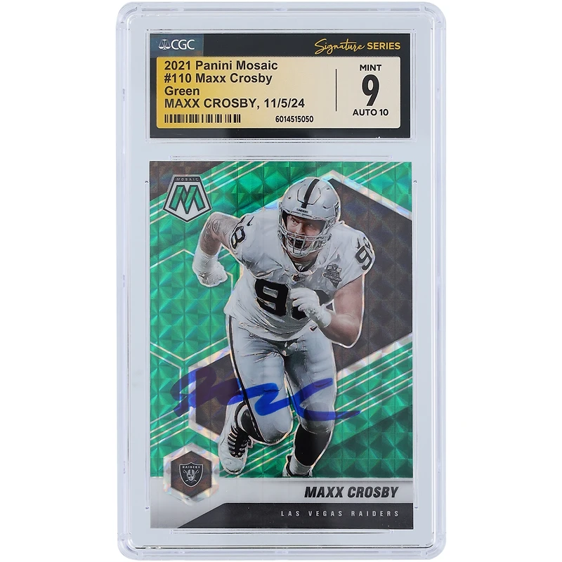 V106832 Raid Maxx Crosby Las Vegas Raiders Autographié 2021 Panini Mosaic Vert #110 CGC Fanatics Witnessed Authentifié 9/10 Carte 98 Maxx Crosby AUT PAA TRADING CARDS 45642 AUTTRC CA01F06813 #12