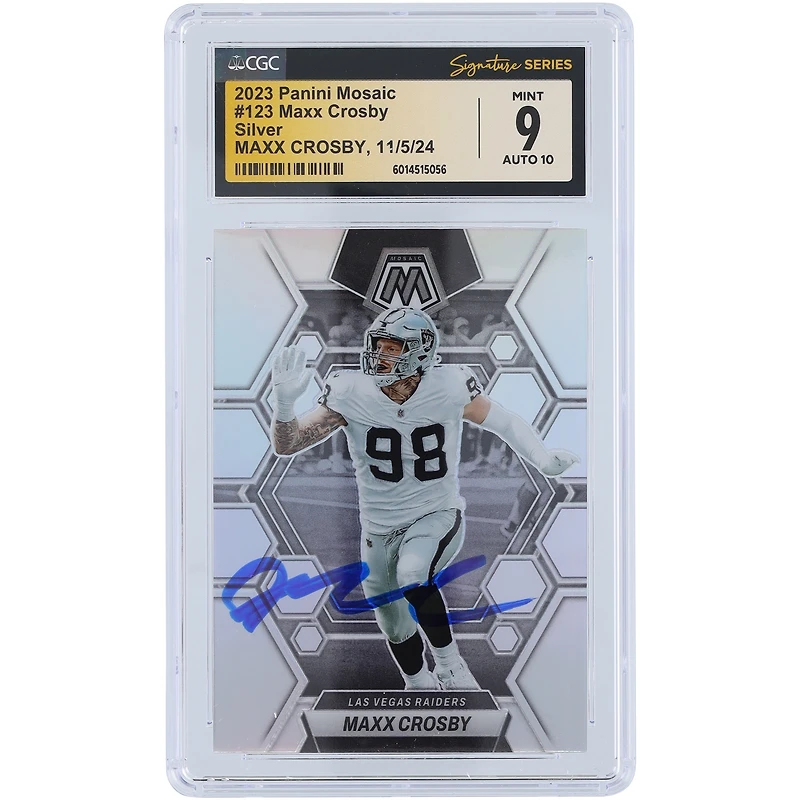 V106832 Raid Maxx Crosby Las Vegas Raiders Autographié 2023 Panini Mosaic Silver #123 CGC Fanatics Witnessed Authentifié 9/10 Carte 98 Maxx Crosby AUT PAA TRADING CARDS 45642 AUTTRC CA01F06831 #30
