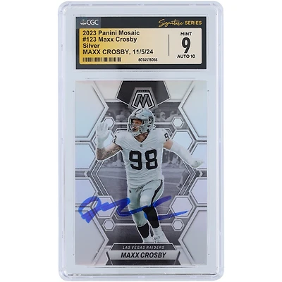V106832 Raid Maxx Crosby Las Vegas Raiders Autographié 2023 Panini Mosaic Silver #123 CGC Fanatics Witnessed Authentifié 9/10 Carte 98 Maxx Crosby AUT PAA TRADING CARDS 45642 AUTTRC CA01F06831 #30
