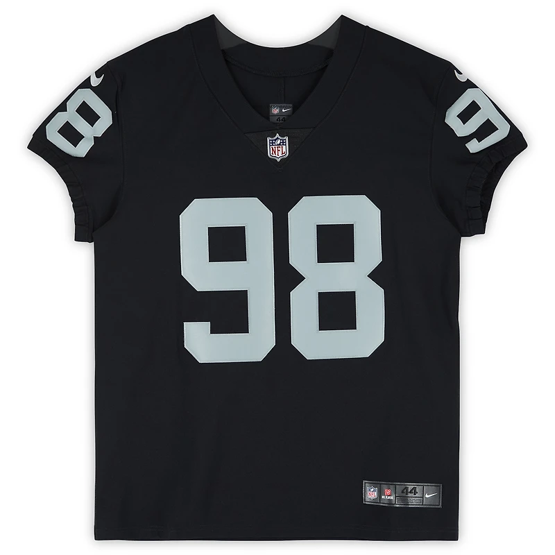 Maillot Nike Elite noir dédicacé par Maxx Crosby des Las Vegas Raiders avec l'inscription « The Condor »