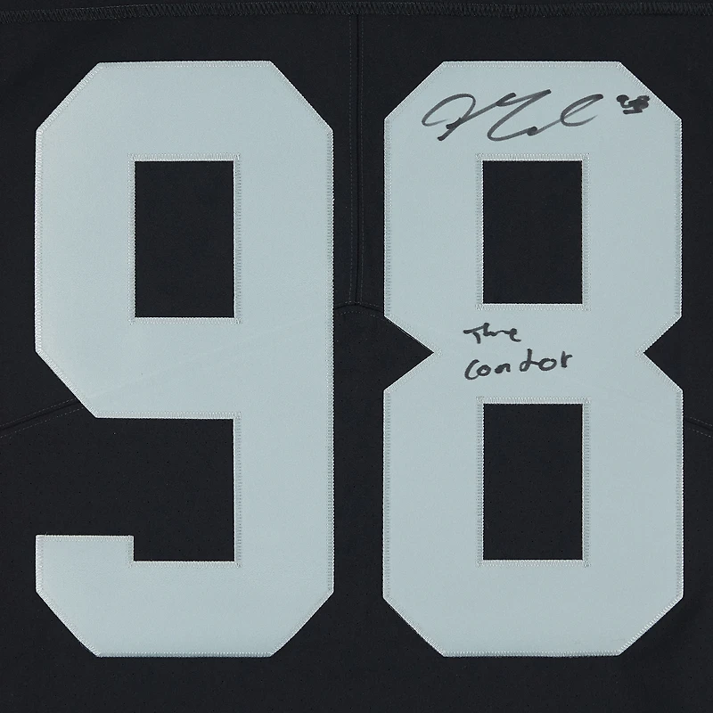 Maillot Nike Elite noir dédicacé par Maxx Crosby des Las Vegas Raiders avec l'inscription « The Condor »