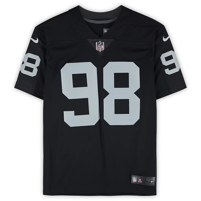 Maillot Nike noir dédicacé par Maxx Crosby des Las Vegas Raiders