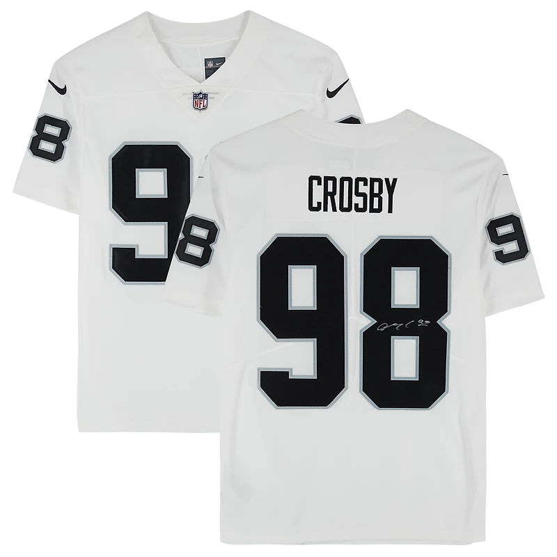 Maillot Nike blanc dédicacé par Maxx Crosby des Las Vegas Raiders