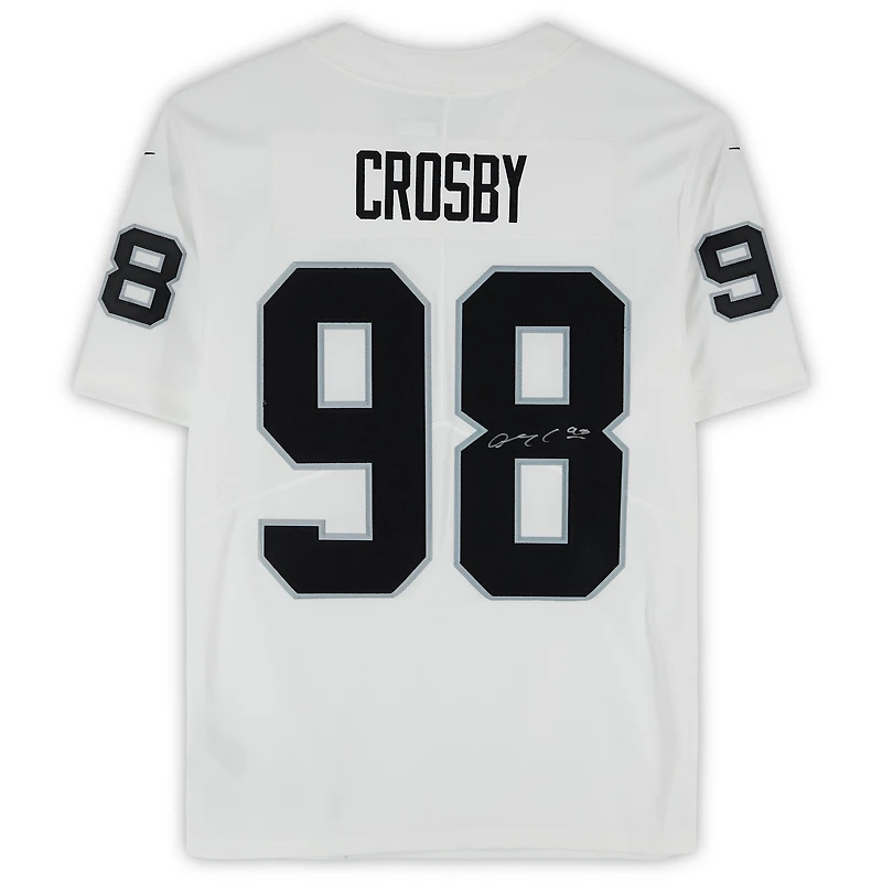 Maillot Nike blanc dédicacé par Maxx Crosby des Las Vegas Raiders