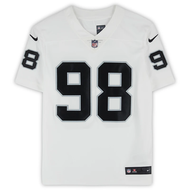 Maillot Nike blanc dédicacé par Maxx Crosby des Las Vegas Raiders