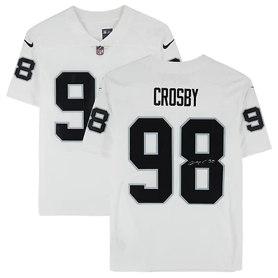 Maillot Nike blanc dédicacé par Maxx Crosby des Las Vegas Raiders