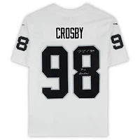 Maillot Nike blanc dédicacé par Maxx Crosby des Las Vegas Raiders avec l'inscription « The Condor »