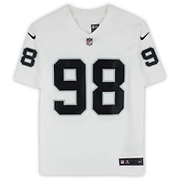 Maillot Nike blanc dédicacé par Maxx Crosby des Las Vegas Raiders avec l'inscription « The Condor »