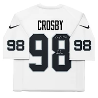 Maillot Nike blanc dédicacé par Maxx Crosby des Las Vegas Raiders avec l'inscription « The Condor »