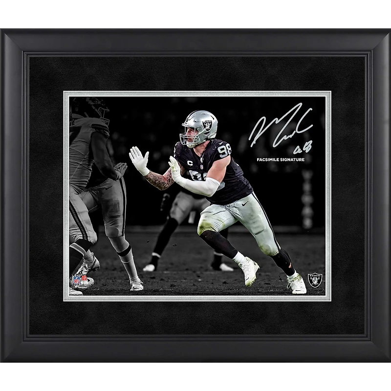 Photographie encadrée de Maxx Crosby Las Vegas Raiders, 11'' x 14'', signature fac-similé