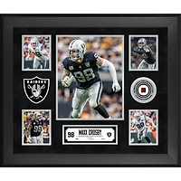 Collage encadré de 5 photos de Maxx Crosby (Las Vegas Raiders) avec un morceau de ballon de football utilisé en match - Édition limitée à 500 exemplaires