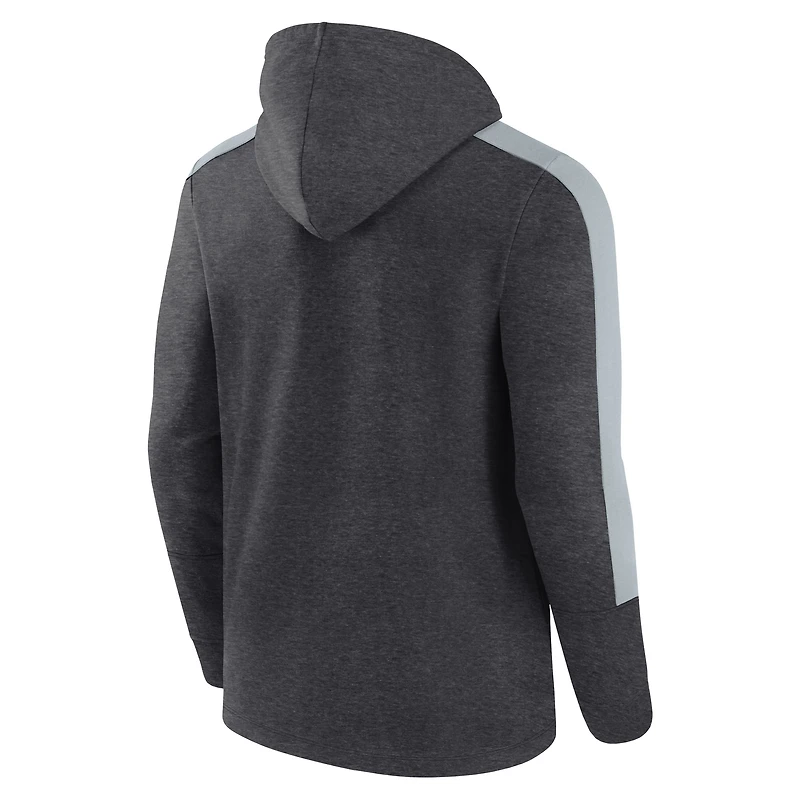 Men's Fanatics Heather Charcoal Las Vegas Raiders Gains Full-Zip Hoodie
