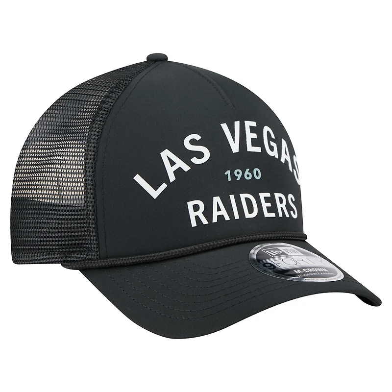 Men's New Era  Black Las Vegas Raiders Active Minimalist M-Crown A-Frame 9FORTY Adjustable Hat