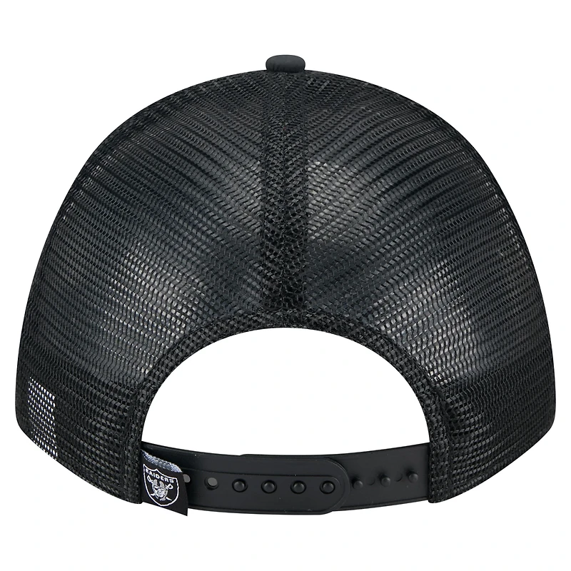 Men's New Era  Black Las Vegas Raiders Active Minimalist M-Crown A-Frame 9FORTY Adjustable Hat
