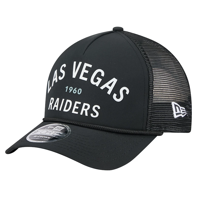 Men's New Era Black Las Vegas Raiders Active Minimalist M-Crown A-Frame 9FORTY Adjustable Hat
